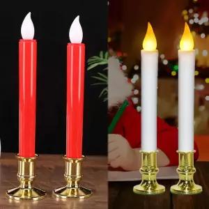 LED초 아이보리 무연 LED 창문 테이퍼 양초 배터리 저녁식사 크리스마스 휴일 양초배터리 미