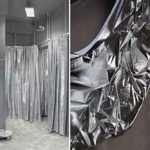메탈릭 실버 커튼원단 피팅룸 매장 드레스룸 커튼 탈의실