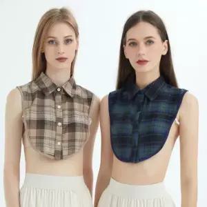 카라 셔츠 유니폼 클래식 체크 페이크 레이어드 클래식체크셔츠 체크레이어드카라