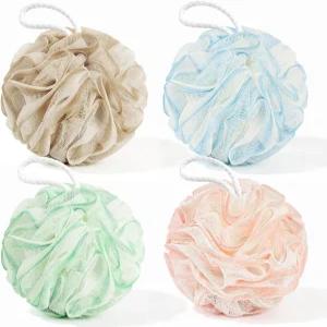 욜리스트 루파 스펀지 4팩 샤워용 각질 제거 바디 스크러버 걸이 루프가 있는 부드러운 목욕 여성 남성용