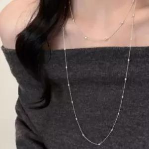 [옷자락]여성 슬림 비즈 롱 레이어드 스테인리스 목걸이