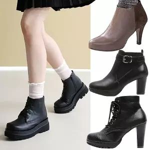 앵클부츠 여성 워커 워커힐 부츠 앵글 통굽 키높이 가보시 스웨이드 삭스 스판 가죽 여자 소가죽 첼시 숏 미들 골지 레이스업 부티힐