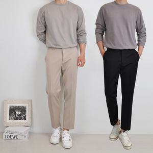 [준옴므]봄상품 테이퍼드 핏 크롭 9부 슬랙스 남자바지