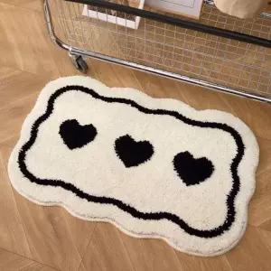 한빛카페트 하트 웨이브 터프팅 발매트 욕실 현관 미니러그 40x6