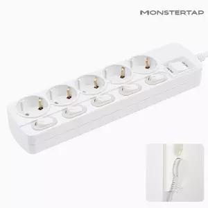 몬스터탭 THE 슬림플러그 국산 개별 스위치 5구 멀티탭 3M 납작멀티탭 과부하차단 틈새 납작 플러그 콘센트