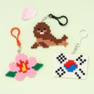 [오피스스쿨] 민화샵 KC인증 디폼블럭 6mm 대한민국 키링 (4종택1) DIY 호국보훈의달 만들기 끼우는블록장난감 픽셀블럭 