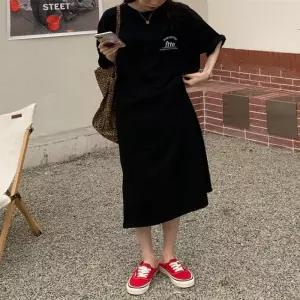 ONM 여자 여름 데일리 루즈핏 편한 반팔 롱원피스 등