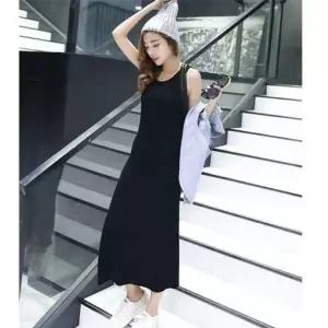 ONM 베이직 여성 롱원피스 민소매 이너 롱 나시 원피