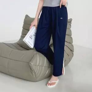 ONM 여자 허리 밴딩 더블 핀턱 일자 스타일 편안한