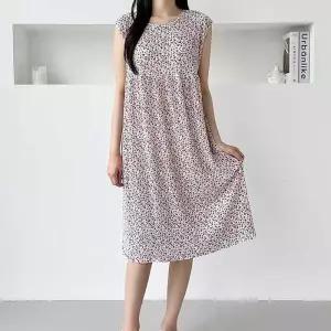 ONM 플라워 라운드넥 민소매 원피스 데일리 루즈핏 미