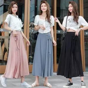 ONM 여름 시원한 시폰 롱팬츠 슬랙스 스커트 9부 치