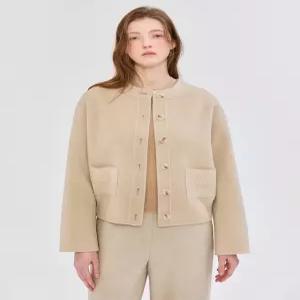 질스튜어트 뉴욕 여성 24FW 베이지 울캐시미어혼방 가디건형 숏코트 JSCO4D210I4