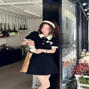 ONM 여성 러블리한 데이트룩 리본 브로치 블랙 미니원