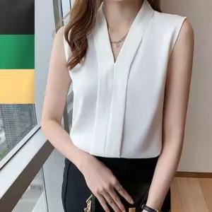 ONM 여성블라우스 브이넥 민소매 단정한 오피스룩 정장