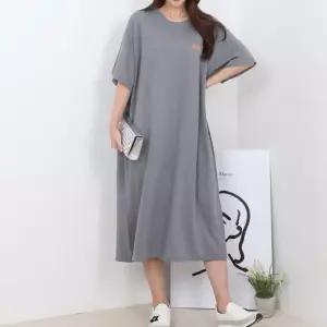 ONM 시카고 프린팅 롱 반팔 원피스 빅사이즈