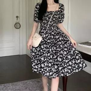 ONM 프릴 캉캉 플레어 원피스 스모크밴딩 오프숄더 가