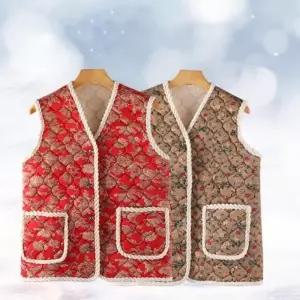 ONM 겨울 양털 꽃무늬 촌캉스 김장 엄마 할머니 조끼