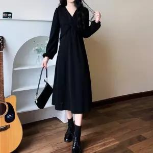 ONM 브이넥 꼬임 롱원피스 하객룩 데일리 여성원피스