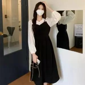 ONM 여성 원피스 레이스 블라우스 나시 레이어드 원피