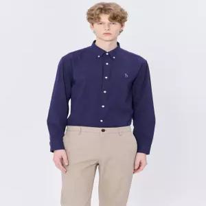 헤지스 남성 25SS [스테디셀러] 네이비 버튼다운 면 긴팔캐주얼셔츠 WHSH5A202N2