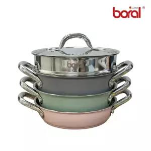 [리퍼상품] 보랄 더 셰프 스택쿡 냄비세트 BR-SQ2005P 22cm 스텐 찜기