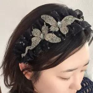 [하프클럽/]나비큐빅 레이스 헤어밴드 러블리한 여성 헤어소품