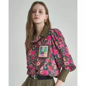 [하프클럽/]유니크 플라워 나염프린팅 블라우스 ML10BL002FCY MM05BL071HJY