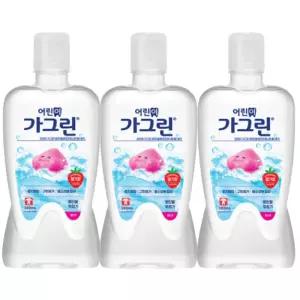어린이가그린 아동 가글 딸기맛 380ml x 3개/충치/예방/사과/딸기/청포도/상쾌한/구취/제거/유아/키즈/습관