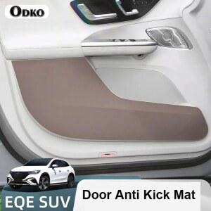 메르세데스 벤츠 EQE 500 350 SUV 세단 2024용 가죽 카본 파이버 스티커 도어 킥 방지 커버 보호 매트