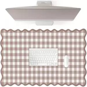 탁 트인 체크무늬 책상 매트 귀여운 브라운 깅엄 XXL 대형 게이밍 마우스 패드 농가 코티지코어 빈티지