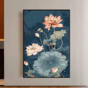 대형 유화그리기세트 연꽃그림 동양화 diy 꽃그림 색칠