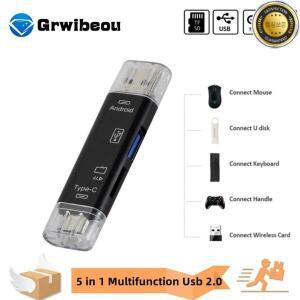 5in 1 다기능 USB 2.0 C타입 마이크로 TF SD 메모리 카드 리더 OTG 어댑터 휴대폰 액세서리