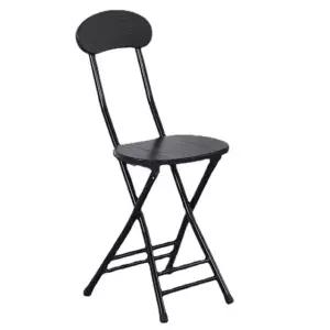 휴대용 접이식 등받이 간이 폴딩 보조 의자 스툴 체어 올블랙 인테리어 원형 카페 1인용 높은 우드