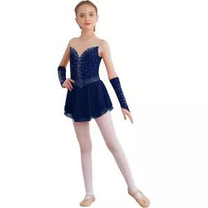 피겨 장갑 스케이트 선수용 스케이팅 레오타드 드레스와 발레 리릭 댄스 의상 랩 스커트