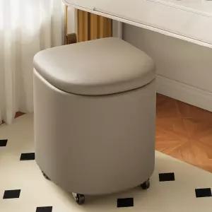 SeekFun 수납 화장대 스툴 이동식 의자 가죽 화이트 1개