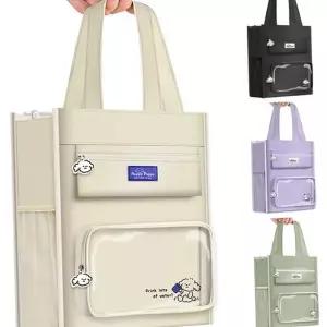 숄더 보조 가방 직장인 숄더백 학원 캔버스 보조 가방 수납 파우치 다용도 캐주얼 핸드백 토트 핸드