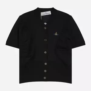 비비안 웨스트우드 6S 1803007E Y001A N402 ORB 파멜라 울 실크 반팔 가디건 블랙