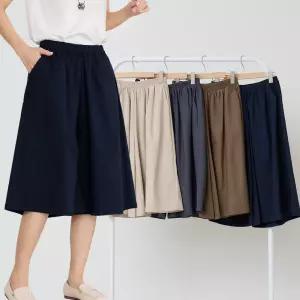 이브바바 쿨 인견 나일론 밴딩 스판 와이드 큐롯 스커트 팬츠 치마바지 여름 엄마 중년여성 옷
