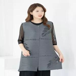 [모슬린]엄마옷 조끼 플리츠 롱 라운드 603FGH290 마담중년여성빅사이즈50대60대