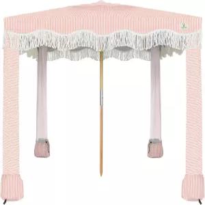 AMMSUN 비치 카바나 프린지 포함 6.5피트 x 보호 캐노피 태슬 이지 셋업 및 프리미엄 우드 폴 텐트 샌드