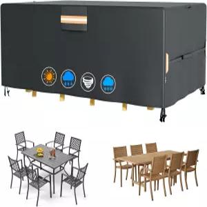 EVRBUL 직사각형 파티오 테이블 커버 방수 가구 헤비 듀티 420D 다이닝 세트 74 L x 47 W 28 H 에어 벤트