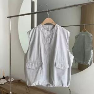 봉봉 노카라 여름 미시 스트링 데일리 간절기 베스트 루즈핏 포켓 면 여행 봄 조끼