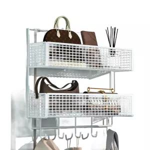 도어 와이어 문선반 문걸이수납 소형 단층 선반 흰색 2단