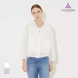 [비비올리비아] 자수 포인트 홑겹점퍼_VVCCL3M4181