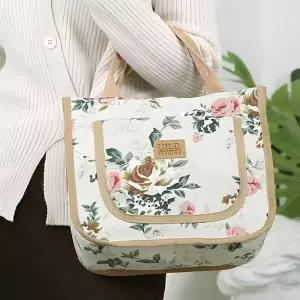 WL (BBT4) 꽃 패턴 가벼운 미니 토트백 도시락 손가방 사각 텀블러백