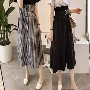 반팔 롱 스커트 셋업 투피스 레이어드 하이웨이스트 (HSJ-WCA819C)