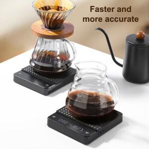 새로운 지능형 커피 전자저울, LCD 디스플레이, 0.1g 정밀도, 최대 135도 내열 기능 탑재 ° C타입 충전식