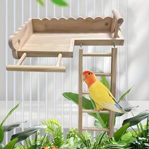 1개 색상 스타일은 랜덤  앵무새 원목 침대 호랑이 가죽 등반 사다리   새장 장식 새 용품