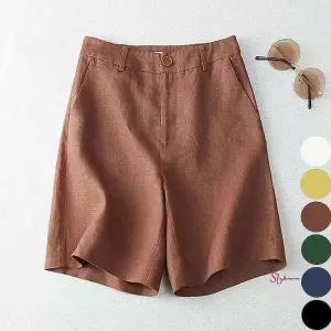 여성 7색 캐주얼 반바지 여름 정장 뒷밴딩 숏츠 린넨uvw943