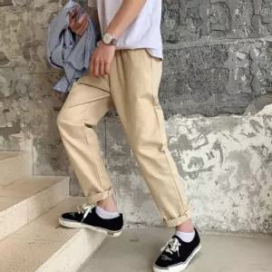 남자 고등학생 중학생 일자 면바지 10부 허리 고무줄 캐주얼 데일리 슬랙스 봄가을1207674